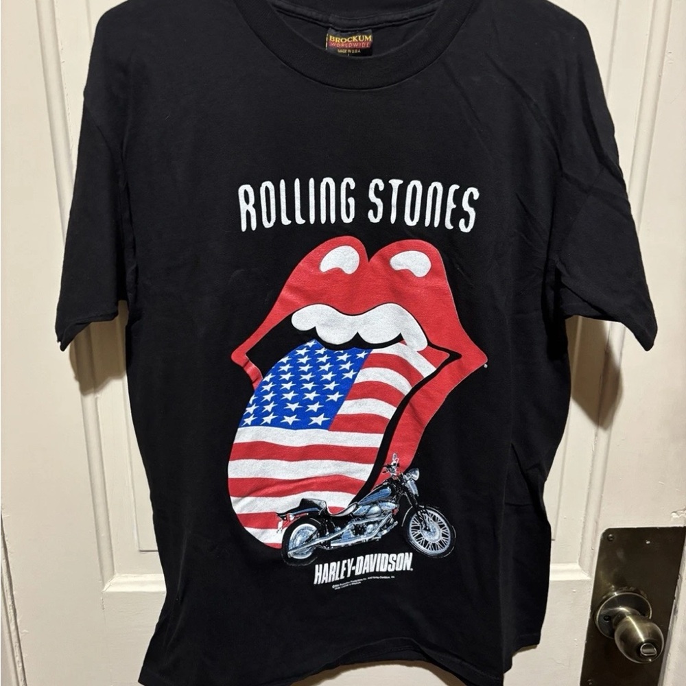 Vintage Harley Davidson Rolling Stones 1994 T Shirt Mens L Brockum Made in USA